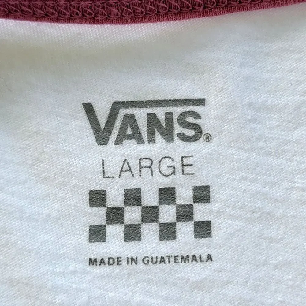 Vans Off The Wall Cropped Tee Womens L White Short Sleeve Cotton Logo Retro